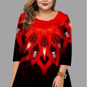 Plus Size Printed Gradient Tunic Top